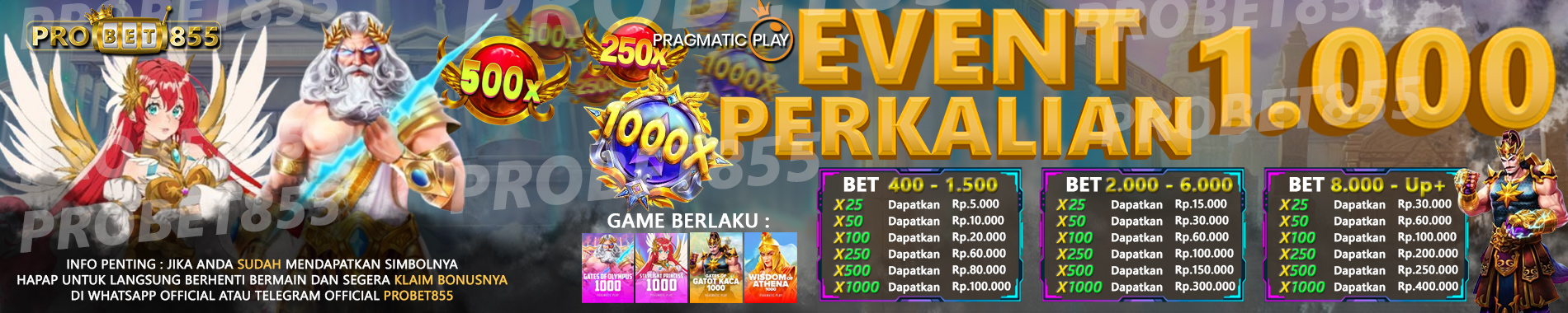 EVENT PERKALIAN PROBET855 UNTUK SEMUA PEMAIN SELURUH INDONESIA